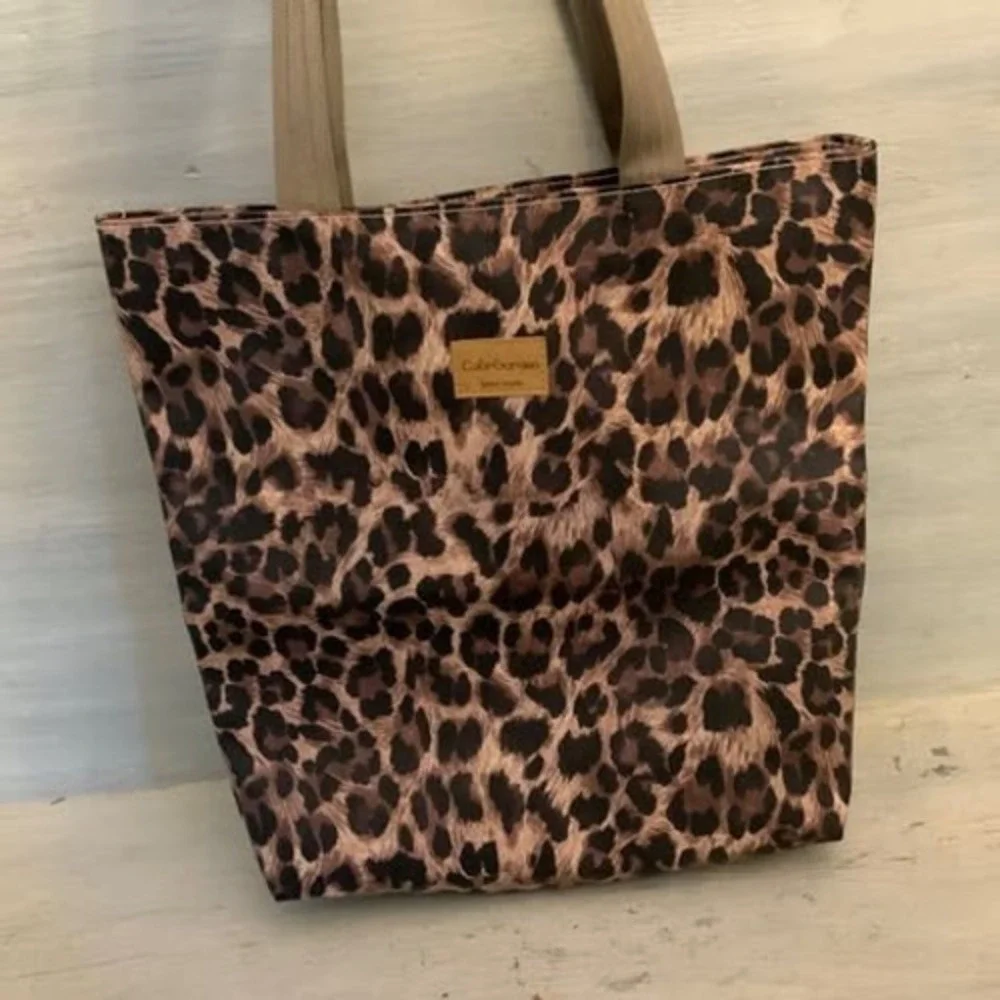 Color Garden Handmade Leopard Print Shoulder Tote Bag Purse Good Condition